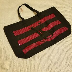 Victoria's Secret VS Black and Sequin Pink Bag